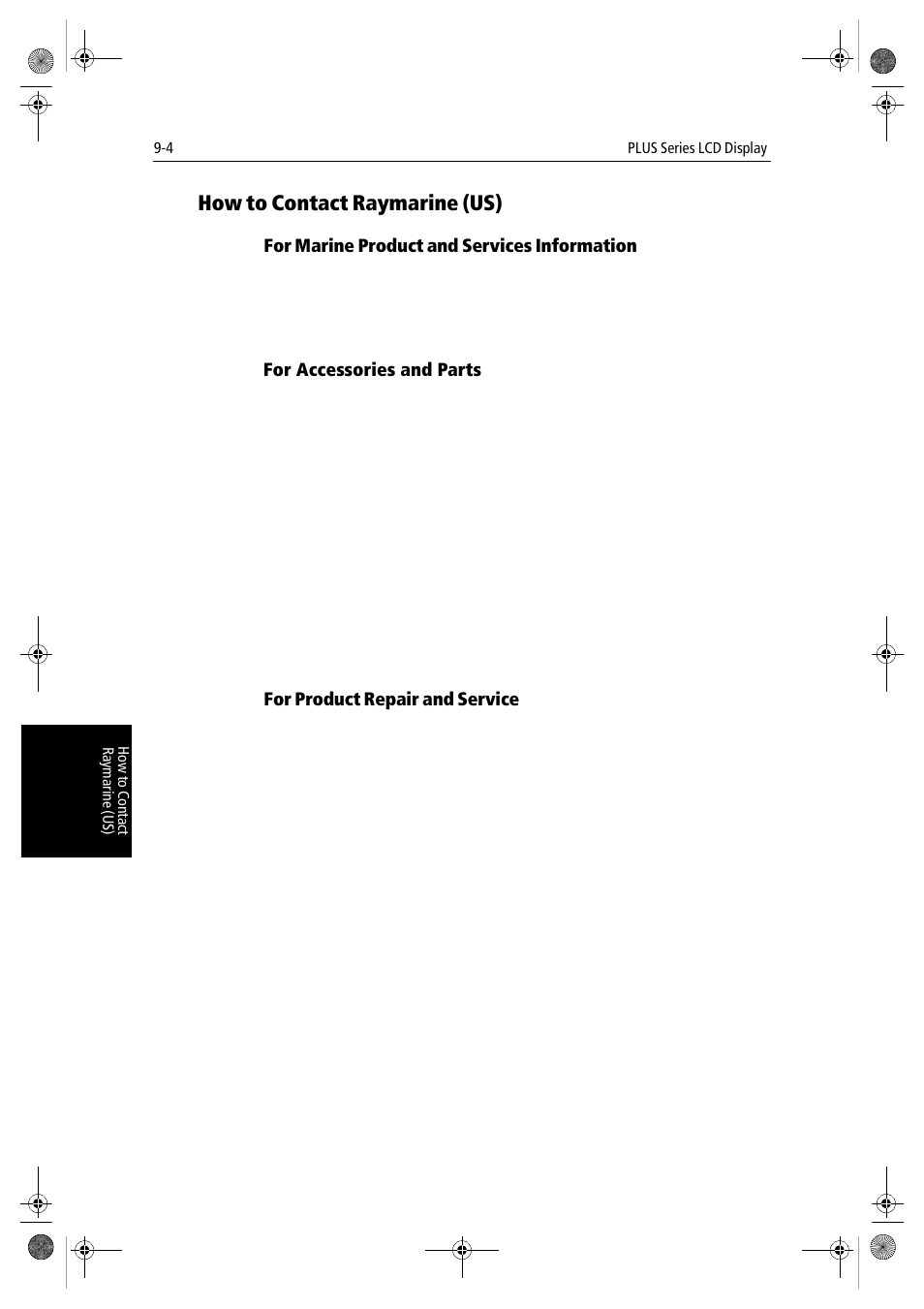 How to contact raymarine (us), For marine product and services information, For product repair and service | Raymarine hsb2 PLUS Series User Manual | Page 210 / 246