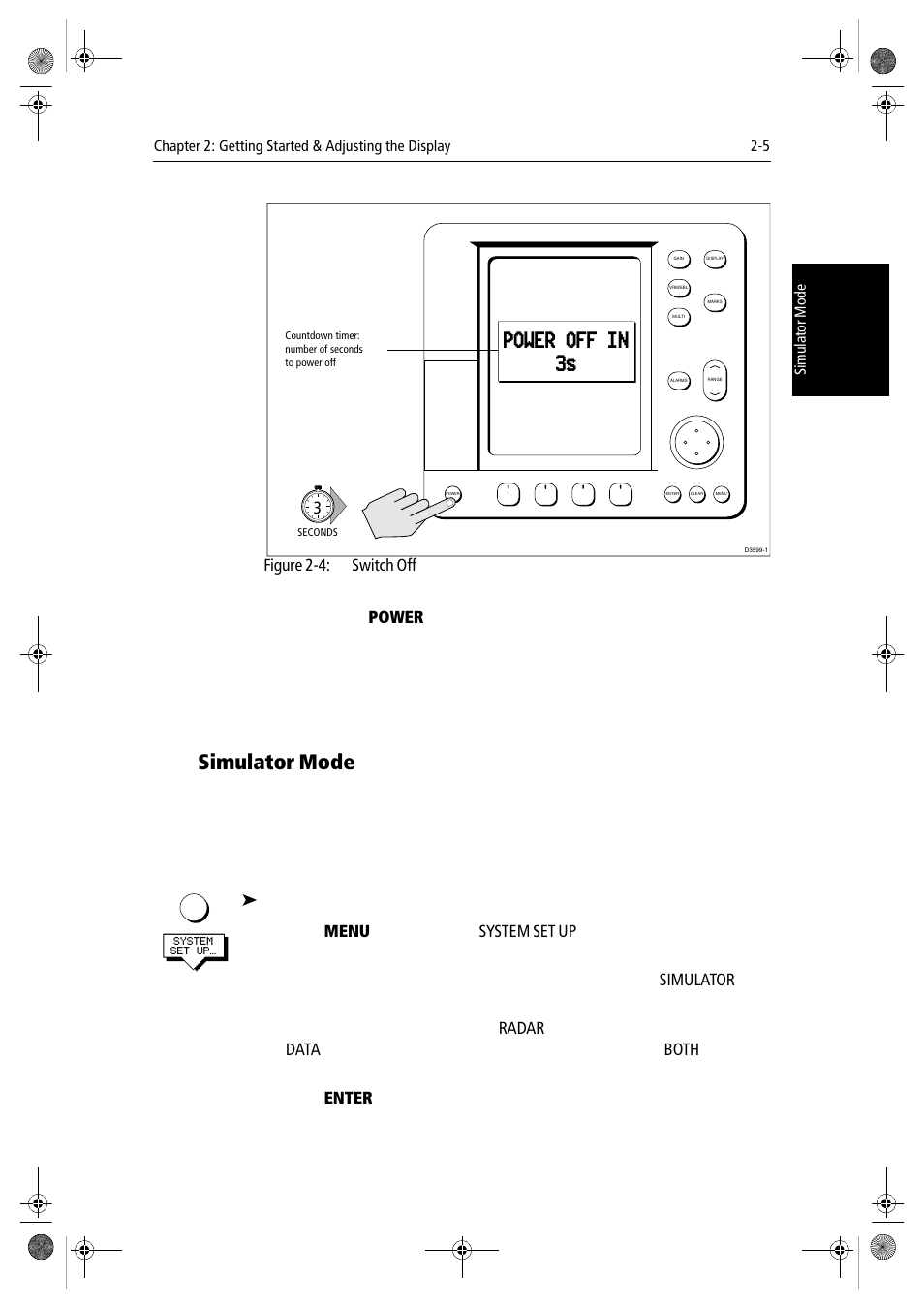 Simulator mode, Power off in 3s | Raymarine hsb2 PLUS Series User Manual | Page 37 / 246