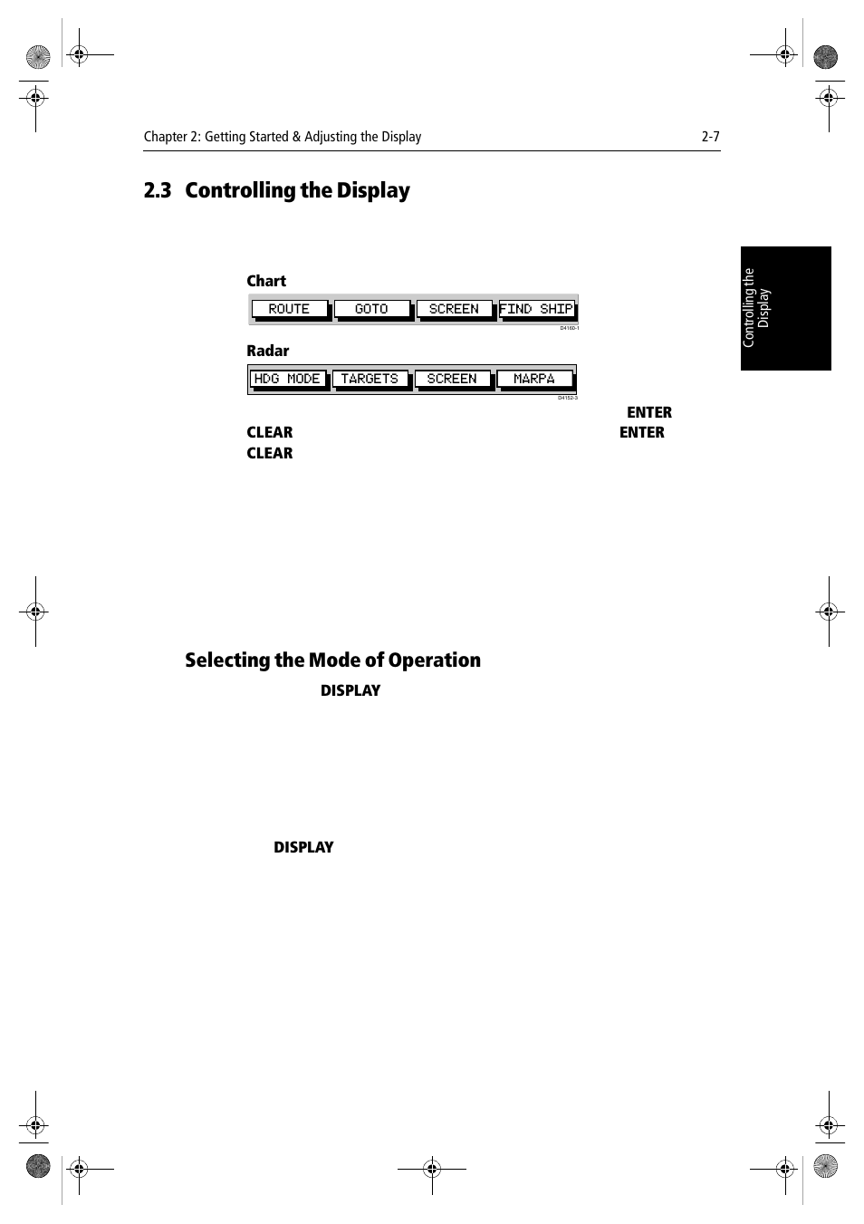 3 controlling the display, Chart, Radar | Selecting the mode of operation | Raymarine hsb2 PLUS Series User Manual | Page 39 / 246