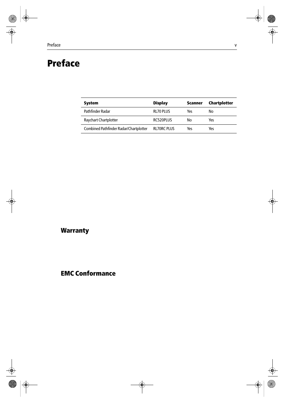 Preface, Warranty, Emc conformance | Raymarine hsb2 PLUS Series User Manual | Page 5 / 246