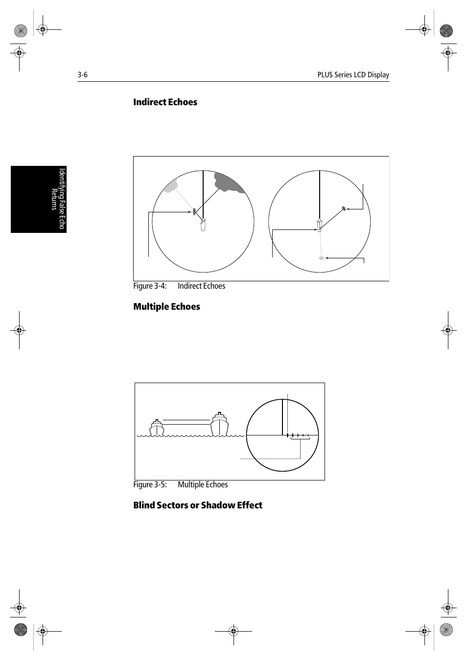 Indirect echoes, Multiple echoes, Blind sectors or shadow effect | Raymarine hsb2 PLUS Series User Manual | Page 70 / 246