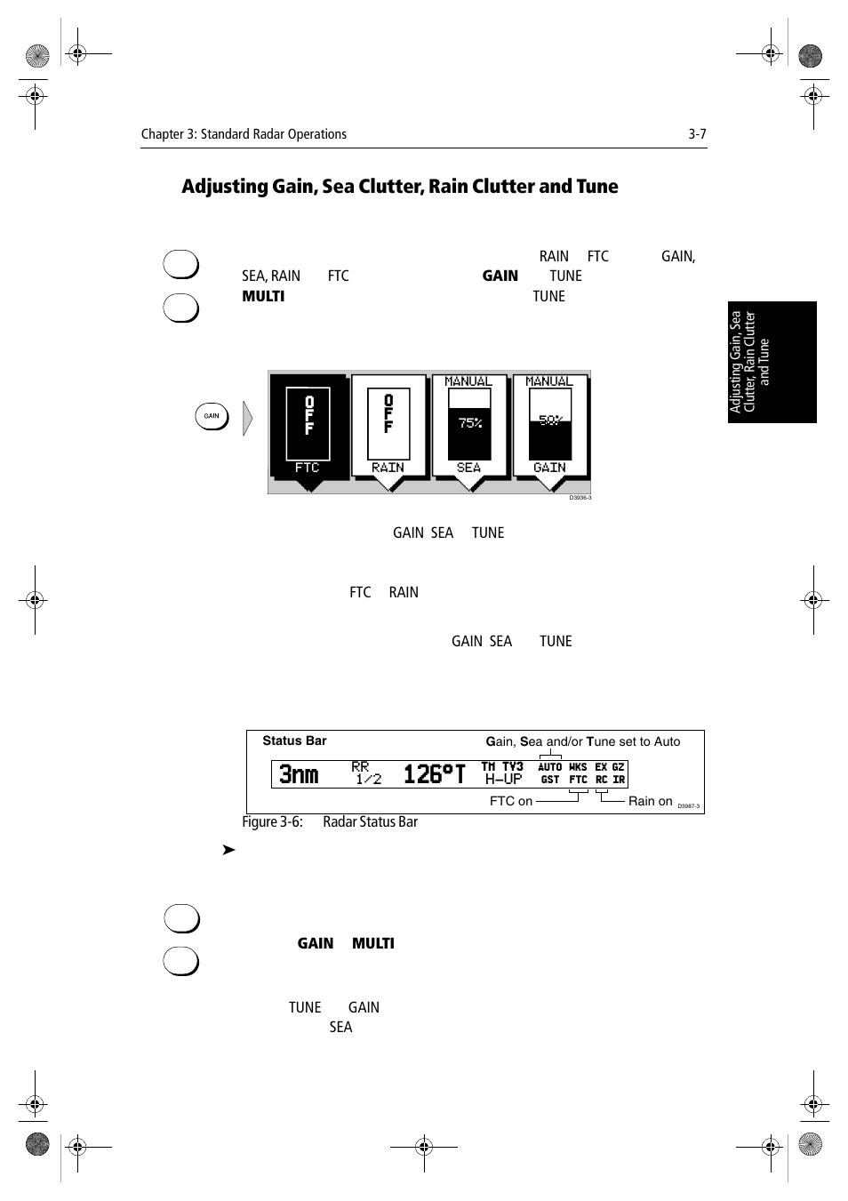 Adjusting gain, sea clutter, rain clutter and tune, 3nm 126°t | Raymarine hsb2 PLUS Series User Manual | Page 71 / 246