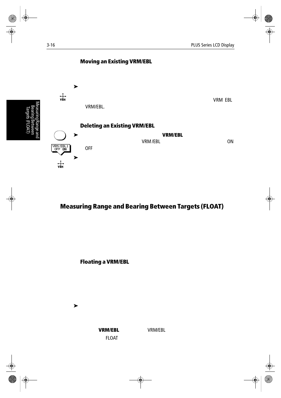 Moving an existing vrm/ebl, Deleting an existing vrm/ebl, Floating a vrm/ebl | Raymarine hsb2 PLUS Series User Manual | Page 80 / 246