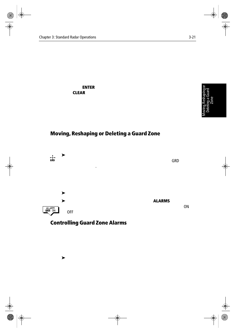 Moving, reshaping or deleting a guard zone, Controlling guard zone alarms | Raymarine hsb2 PLUS Series User Manual | Page 85 / 246