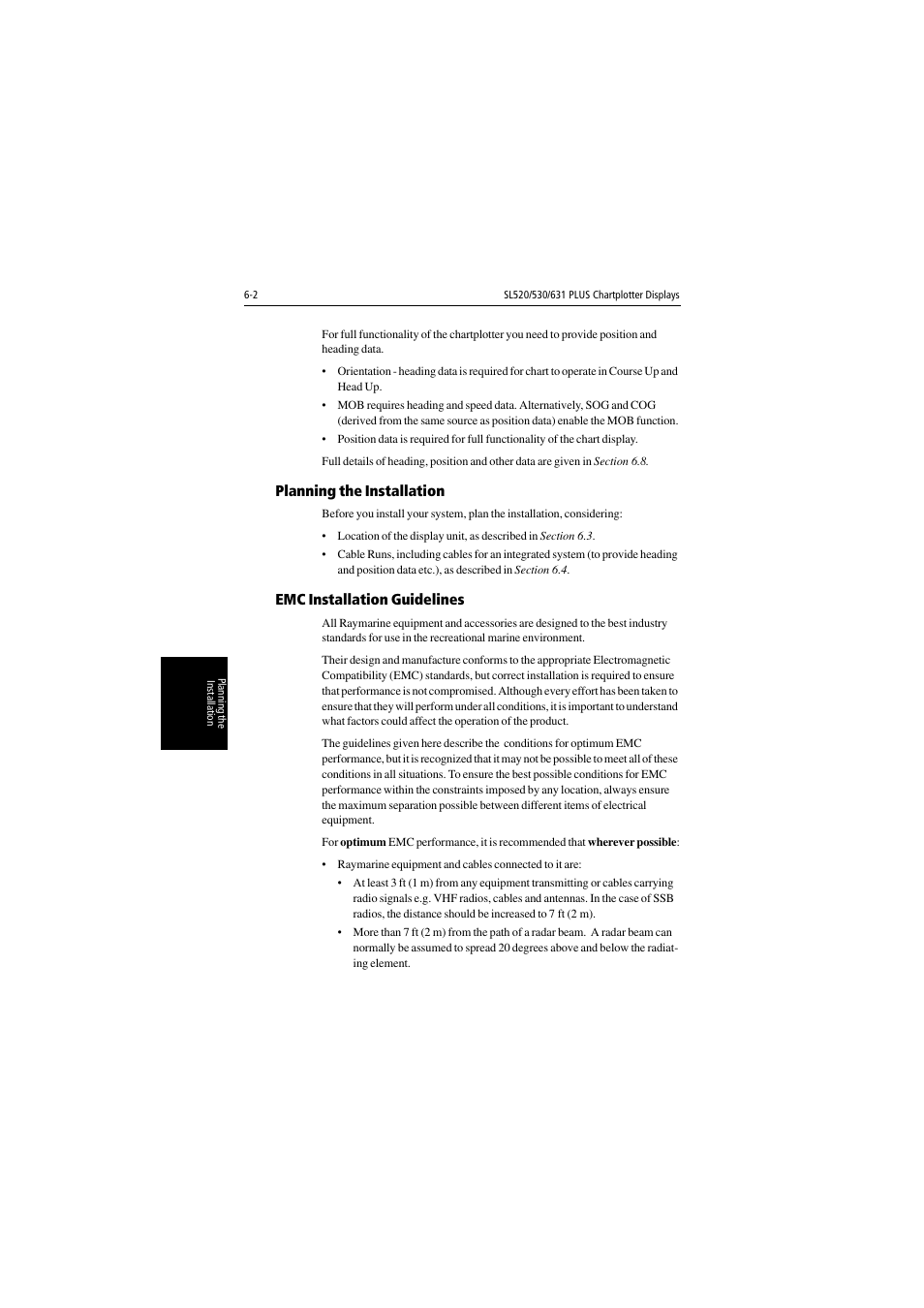 Planning the installation, Emc installation guidelines | Raymarine 530 User Manual | Page 118 / 170