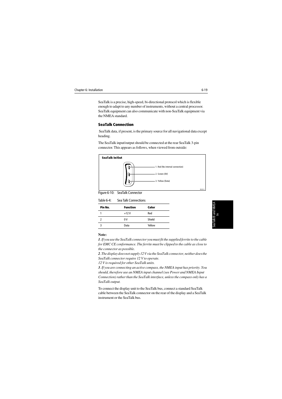 Seatalk connection | Raymarine 530 User Manual | Page 135 / 170