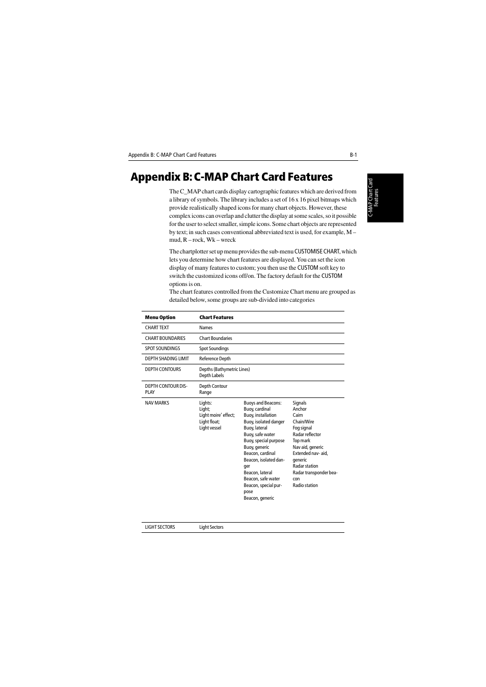 Appendix b: c-map chart card features, Appendix b | Raymarine 530 User Manual | Page 151 / 170