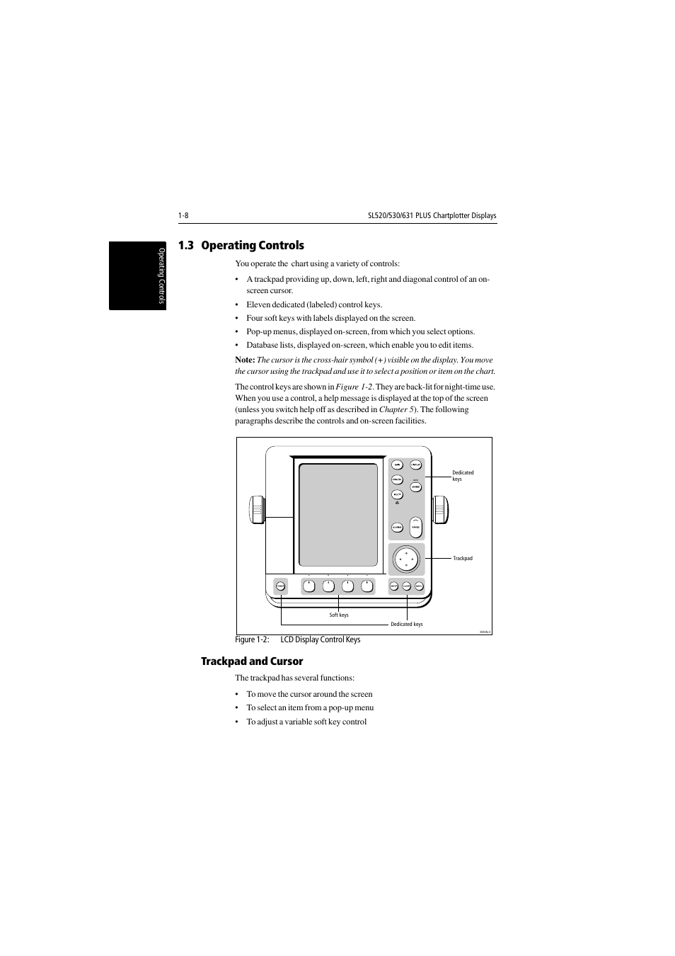 3 operating controls, Trackpad and cursor | Raymarine 530 User Manual | Page 20 / 170