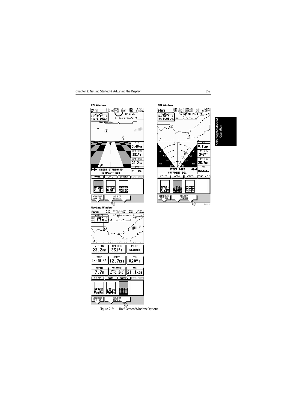 Figure 2-3: half-screen window options | Raymarine 530 User Manual | Page 33 / 170