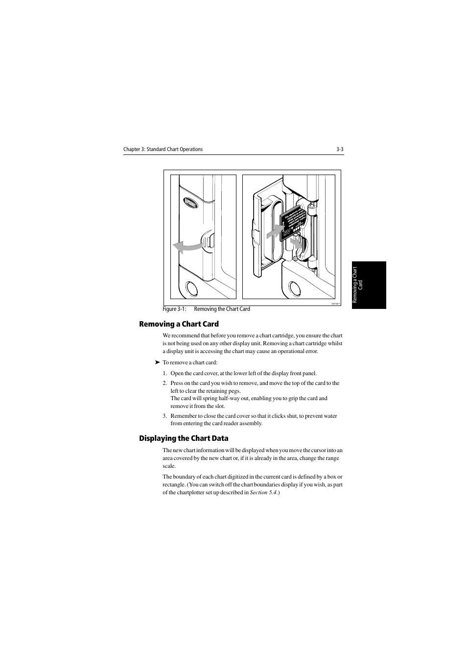 Removing a chart card, Displaying the chart data | Raymarine 530 User Manual | Page 51 / 170