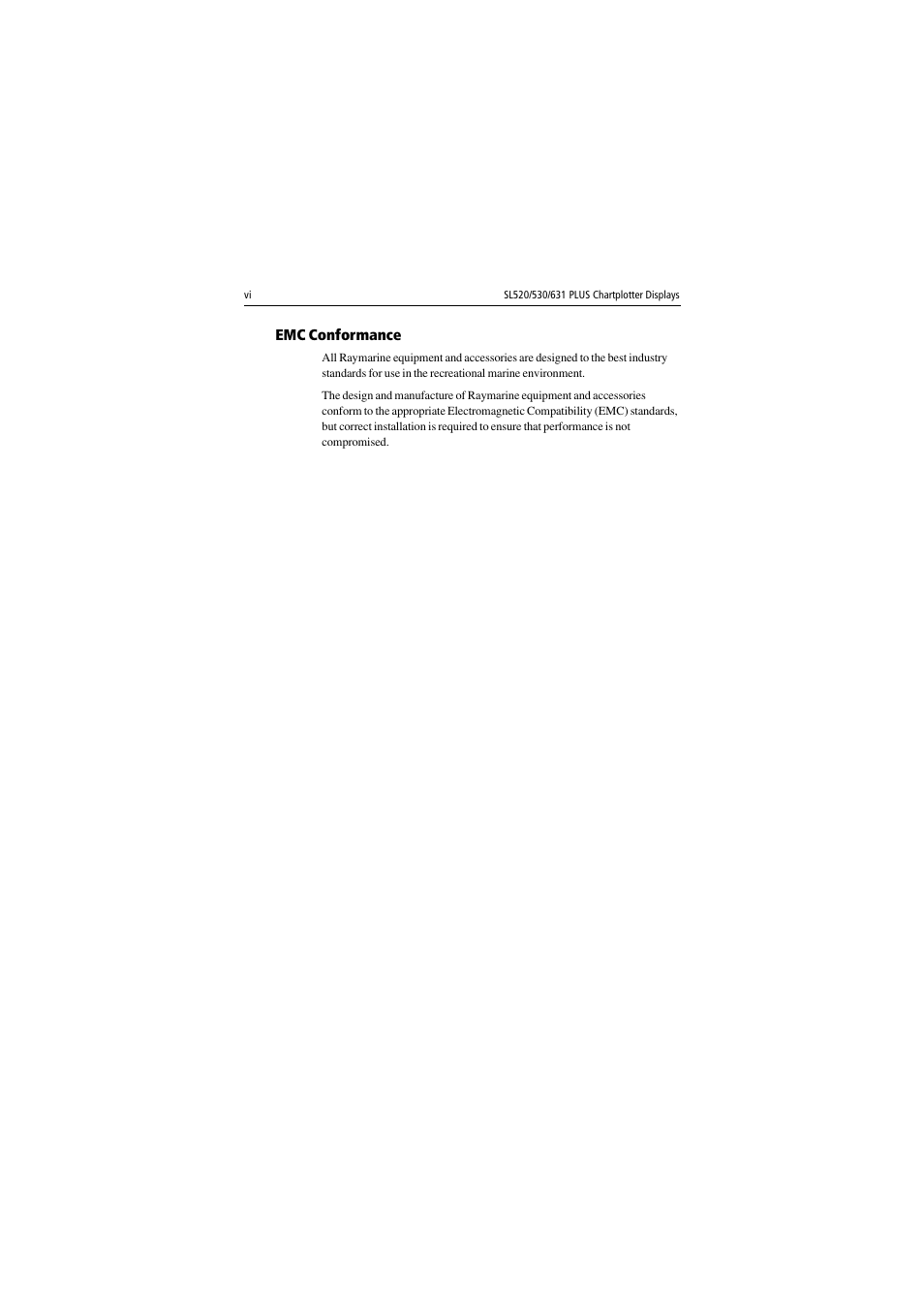 Emc conformance | Raymarine 530 User Manual | Page 6 / 170