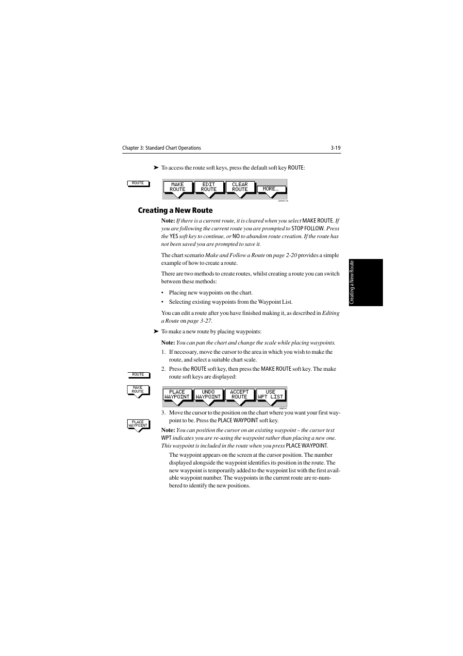 Creating a new route | Raymarine 530 User Manual | Page 67 / 170