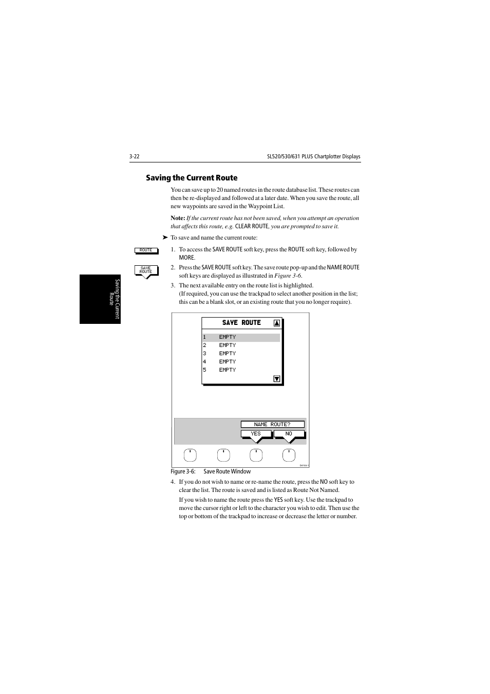 Saving the current route | Raymarine 530 User Manual | Page 70 / 170