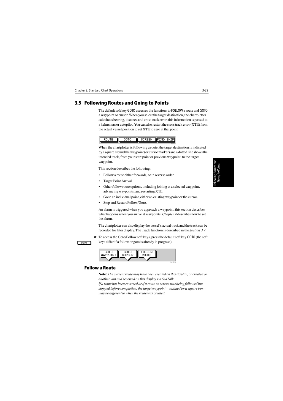 5 following routes and going to points, Follow a route | Raymarine 530 User Manual | Page 77 / 170