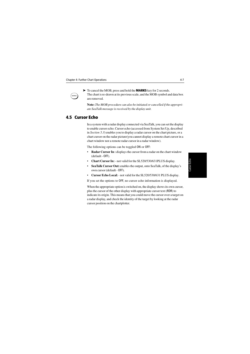 5 cursor echo | Raymarine 530 User Manual | Page 97 / 170