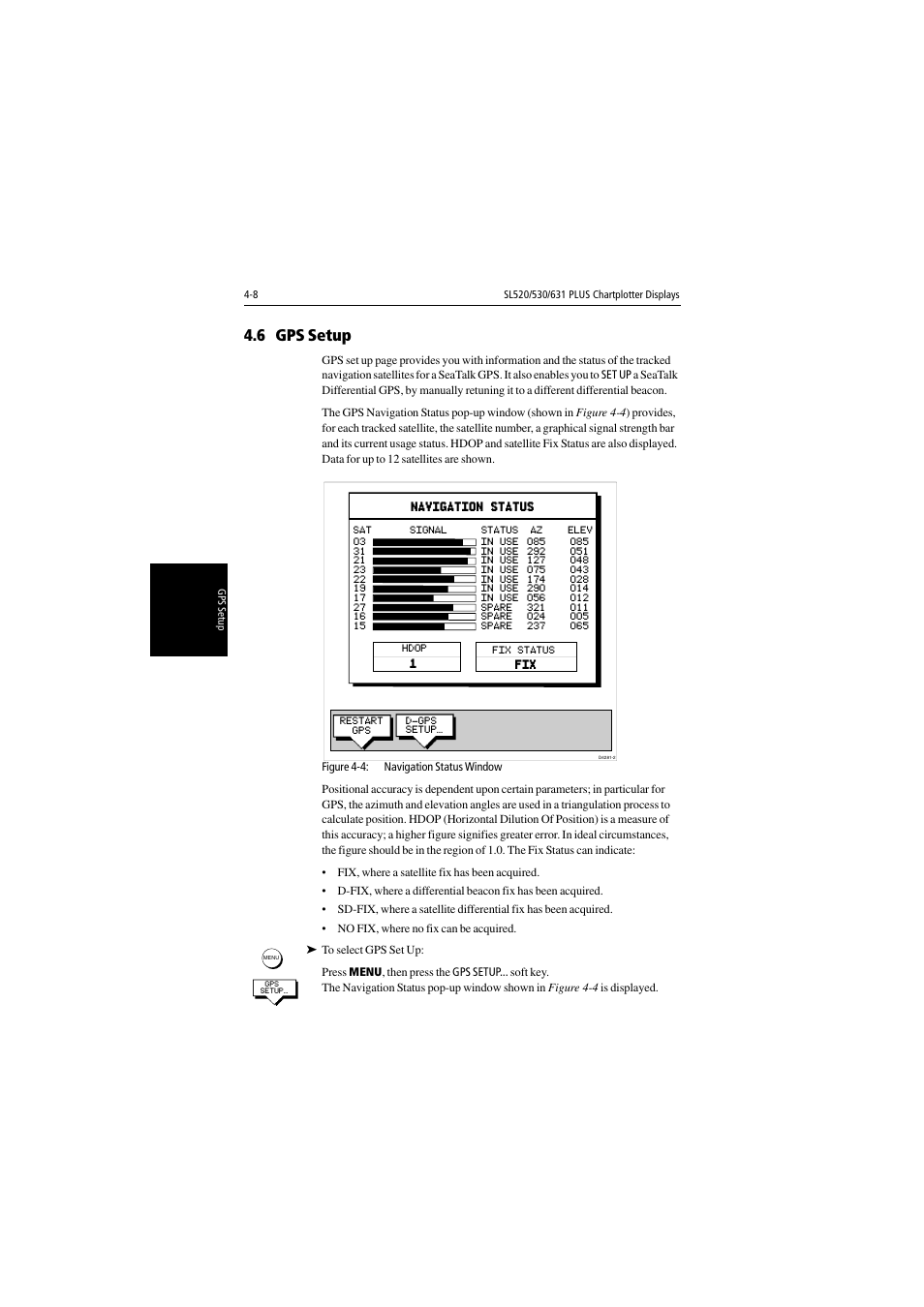6 gps setup | Raymarine 530 User Manual | Page 98 / 170