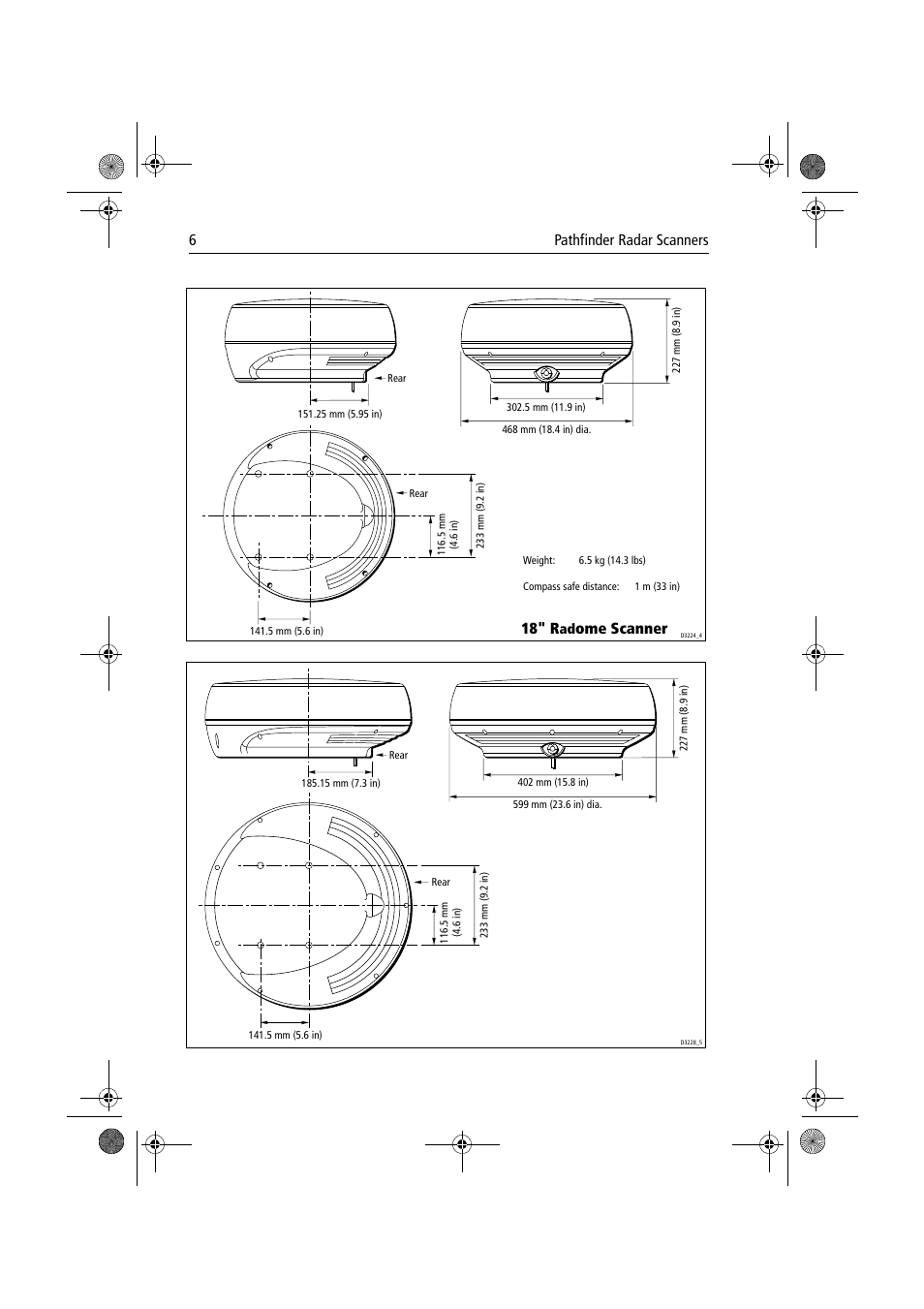 18" r, Ome scanner, 6pathfinder radar scanners | Raymarine Radar Scanner User Manual | Page 14 / 66