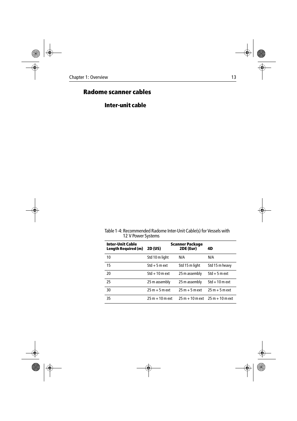 Radome scanner cables, Inter-unit cable | Raymarine Radar Scanner User Manual | Page 21 / 66
