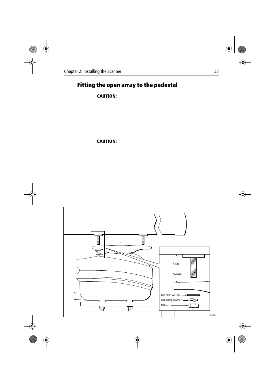 Fitting the open array to the pedestal | Raymarine Radar Scanner User Manual | Page 41 / 66