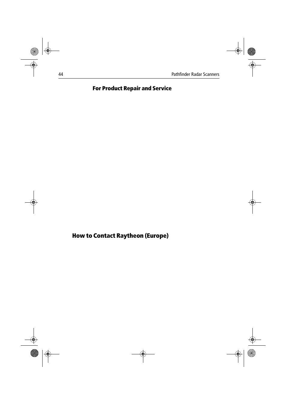 For product repair and service, How to contact raytheon (europe) | Raymarine Radar Scanner User Manual | Page 52 / 66