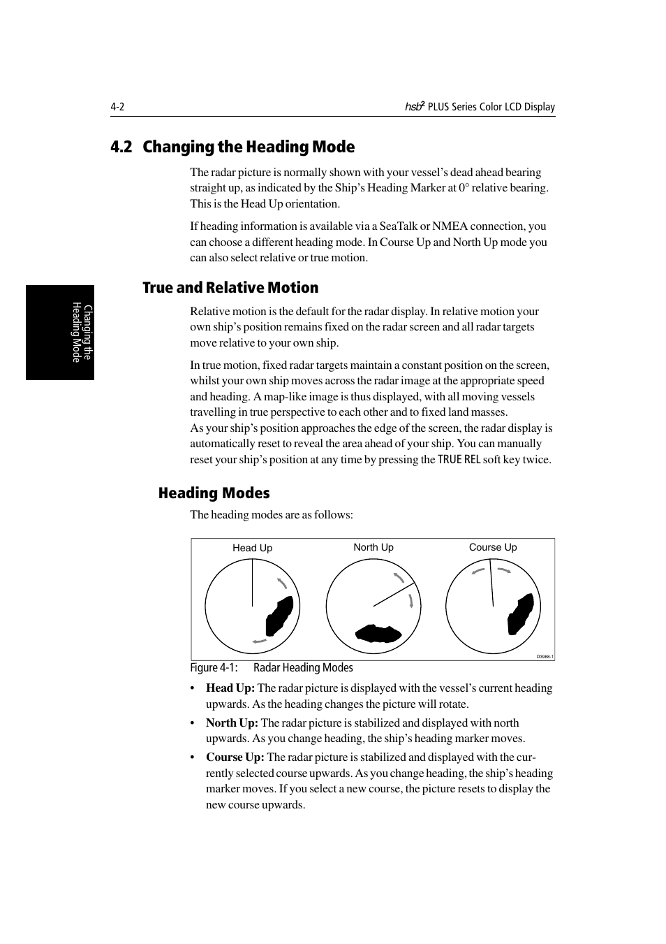 2 changing the heading mode, True and relative motion, Heading modes | Raymarine Radar equipment Raychart Chartplotter RC530 PLUS User Manual | Page 100 / 248