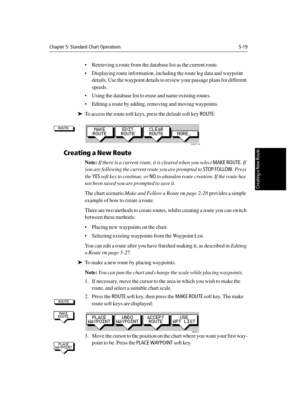 Creating a new route | Raymarine Radar equipment Raychart Chartplotter RC530 PLUS User Manual | Page 123 / 248
