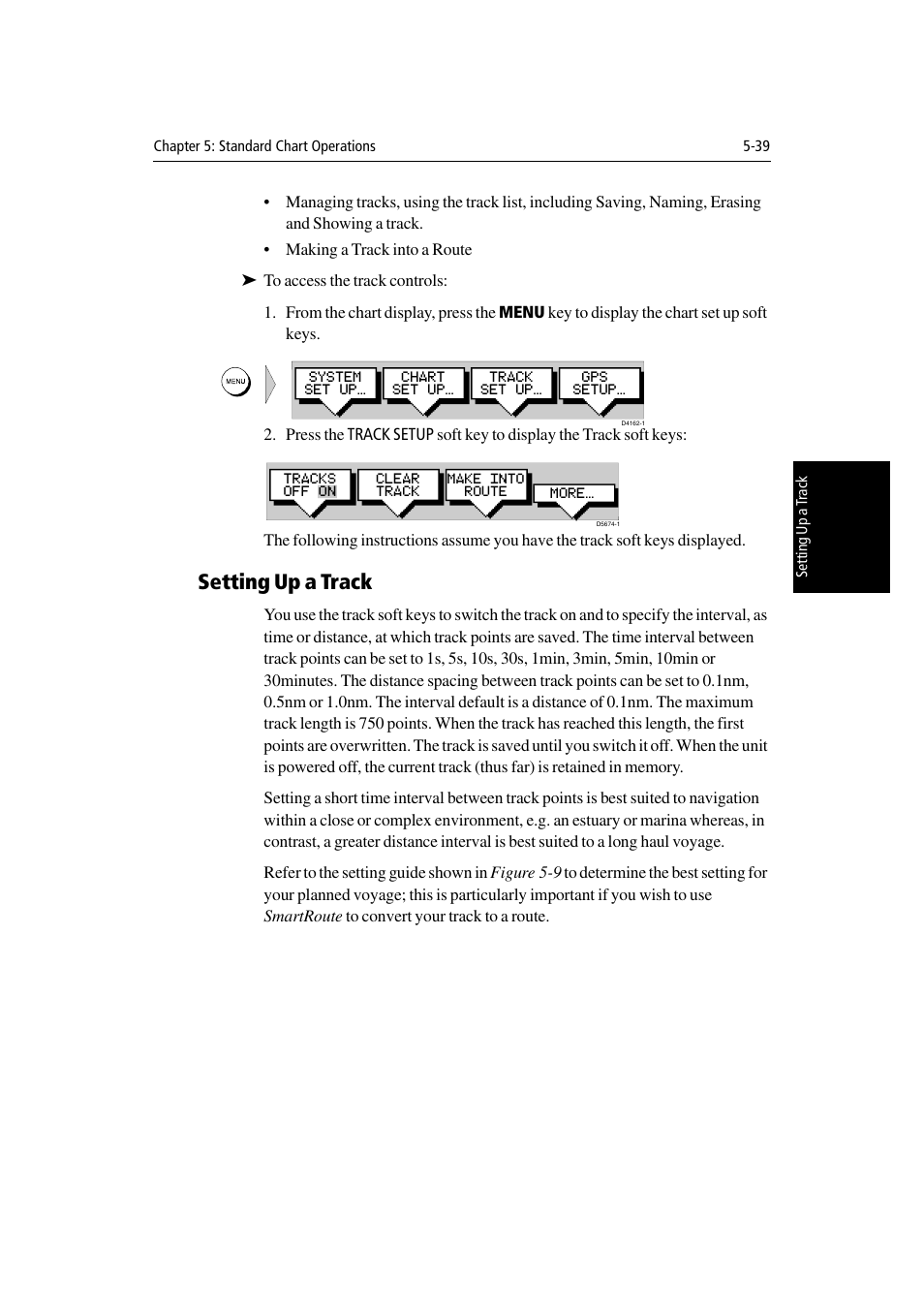 Setting up a track | Raymarine Radar equipment Raychart Chartplotter RC530 PLUS User Manual | Page 143 / 248