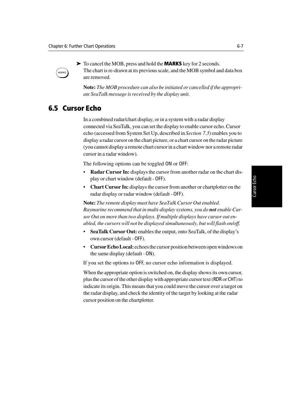 5 cursor echo | Raymarine Radar equipment Raychart Chartplotter RC530 PLUS User Manual | Page 153 / 248