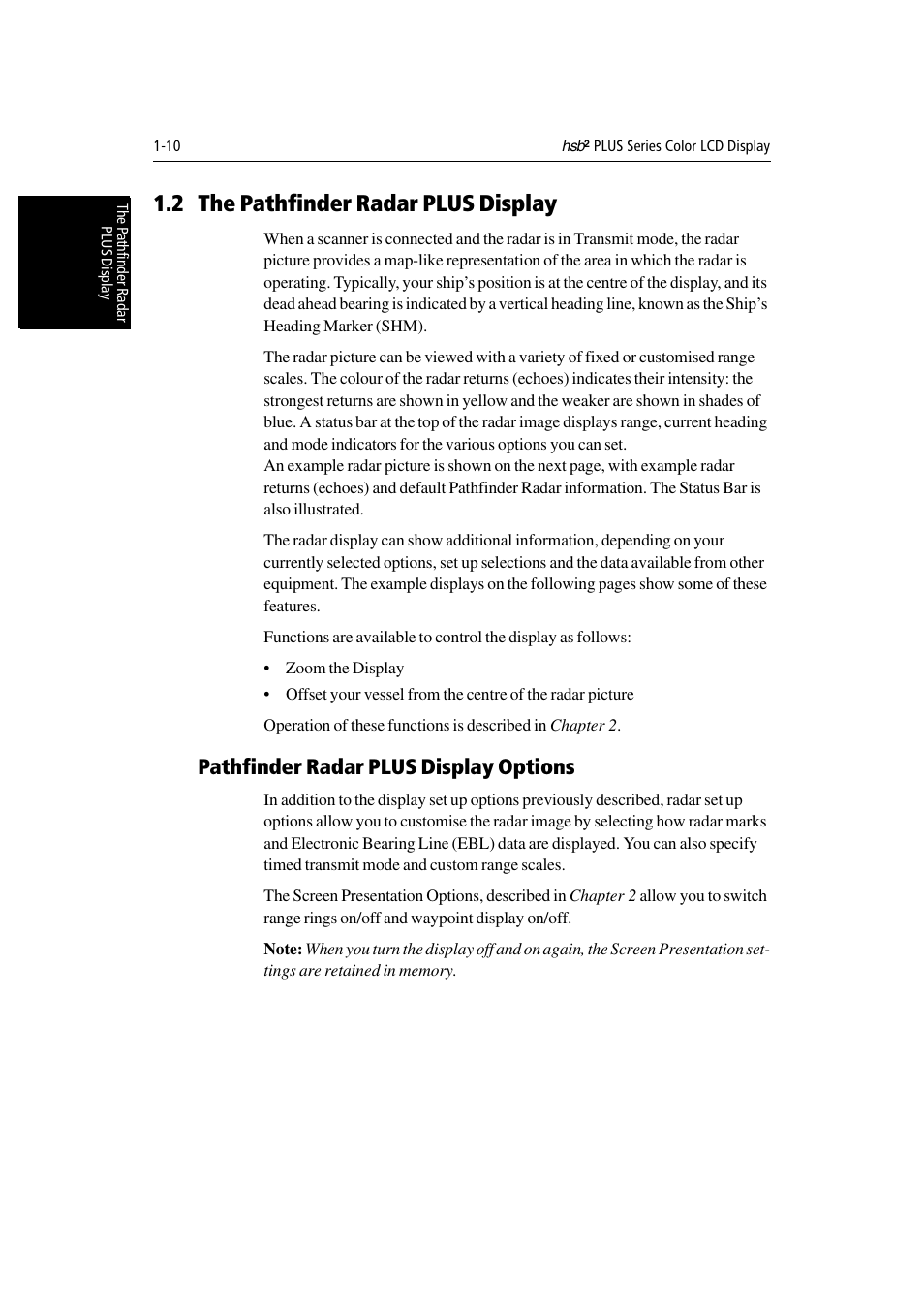 2 the pathfinder radar plus display, Pathfinder radar plus display options | Raymarine Radar equipment Raychart Chartplotter RC530 PLUS User Manual | Page 26 / 248