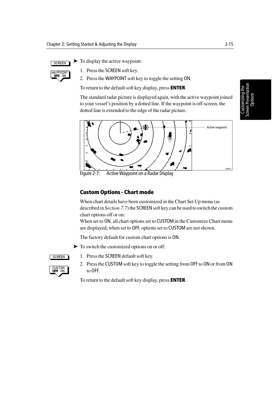 Custom options - chart mode | Raymarine Radar equipment Raychart Chartplotter RC530 PLUS User Manual | Page 51 / 248