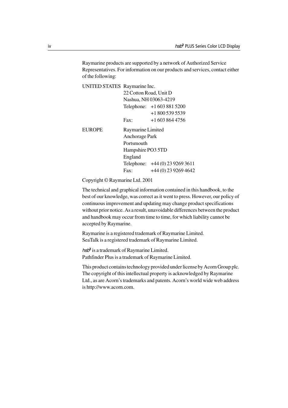 Raymarine Radar equipment Raychart Chartplotter RC530 PLUS User Manual | Page 6 / 248