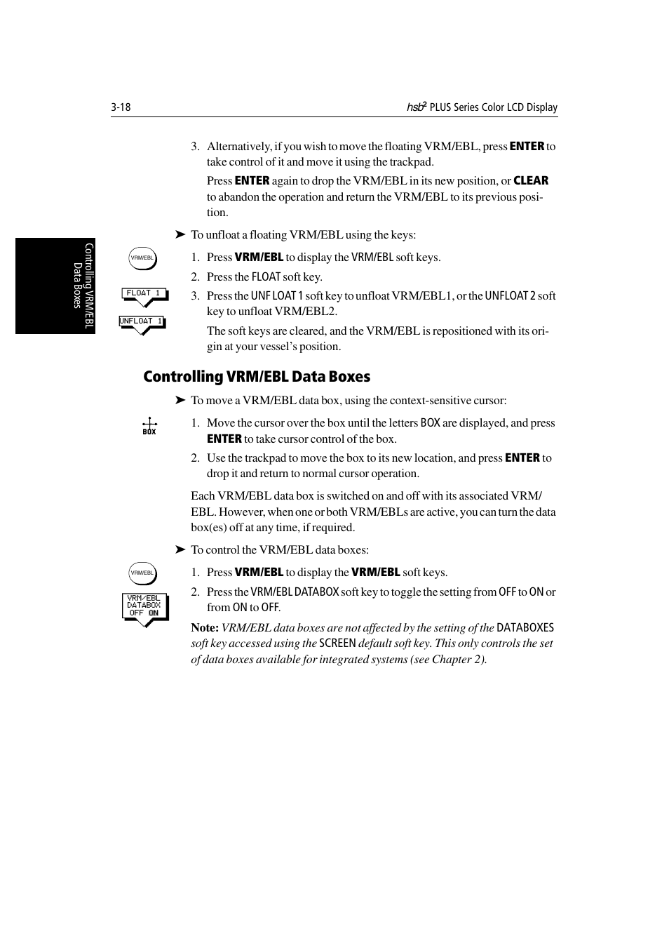 Controlling vrm/ebl data boxes | Raymarine Radar equipment Raychart Chartplotter RC530 PLUS User Manual | Page 88 / 248