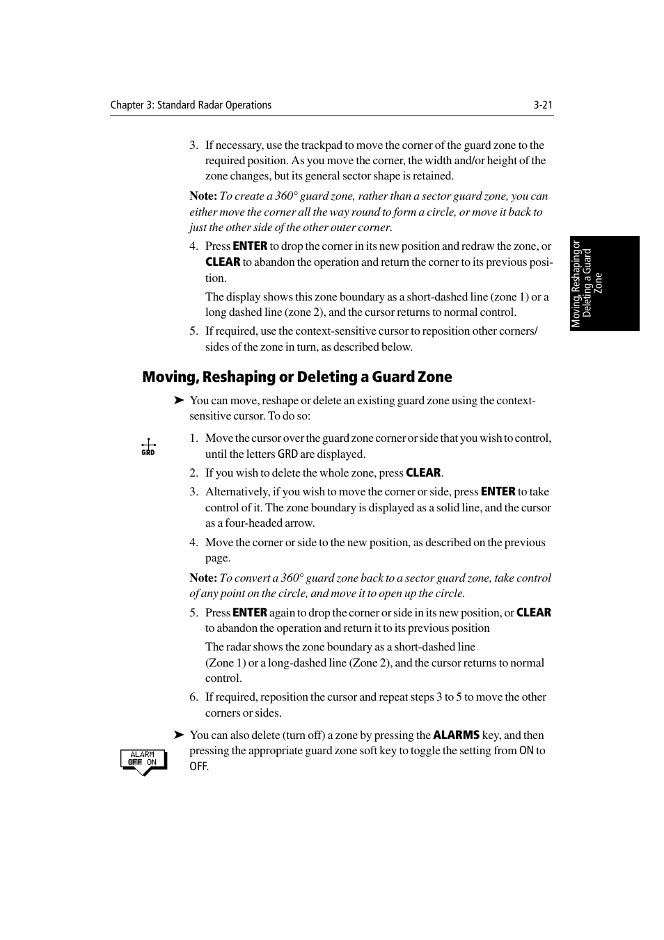 Moving, reshaping or deleting a guard zone | Raymarine Radar equipment Raychart Chartplotter RC530 PLUS User Manual | Page 91 / 248