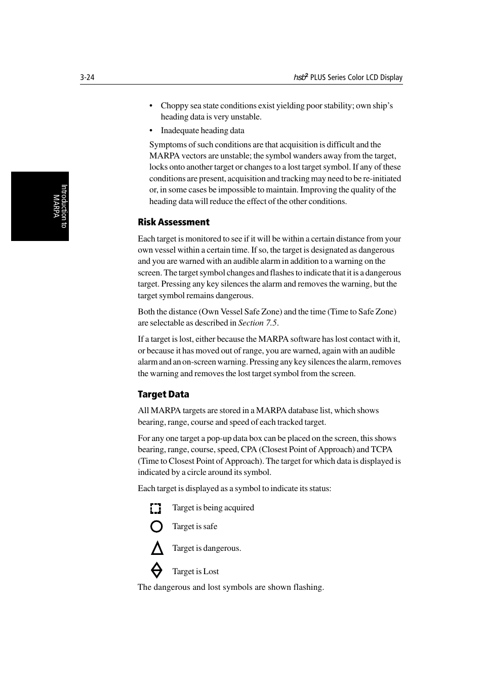 Risk assessment, Target data | Raymarine Radar equipment Raychart Chartplotter RC530 PLUS User Manual | Page 94 / 248