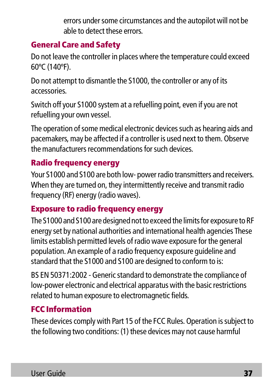 Raymarine Autopilot S1000 User Manual | Page 37 / 40