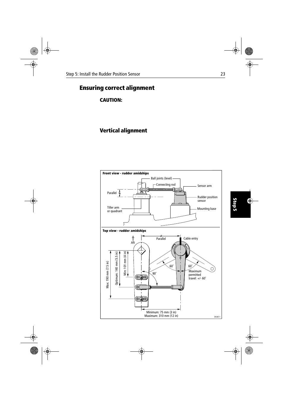 Ensuring correct alignment, Vertical alignment, Caution | Raymarine 150/400 User Manual | Page 31 / 64