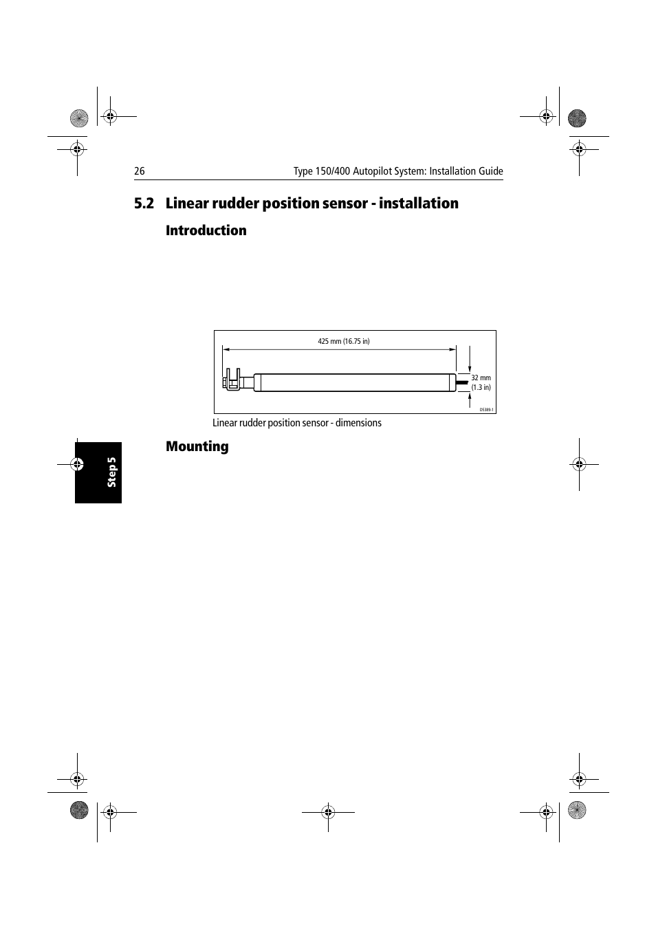 2 linear rudder position sensor - installation, Introduction, Mounting | Introduction mounting, Linear rudder position sensor - installation | Raymarine 150/400 User Manual | Page 34 / 64