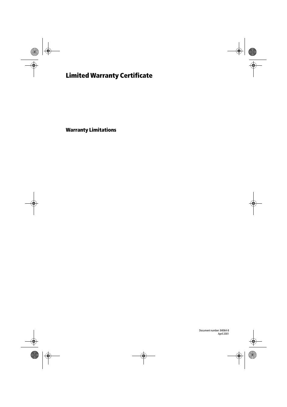 Limited warranty certificate | Raymarine 150/400 User Manual | Page 63 / 64