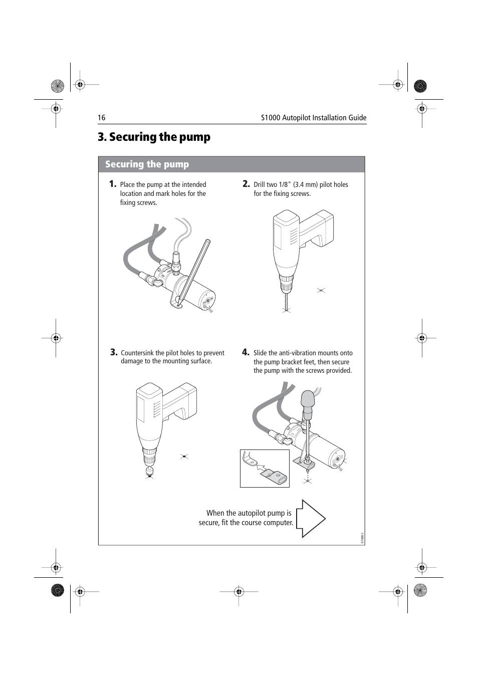 Securing the pump | Raymarine S1000 User Manual | Page 18 / 36