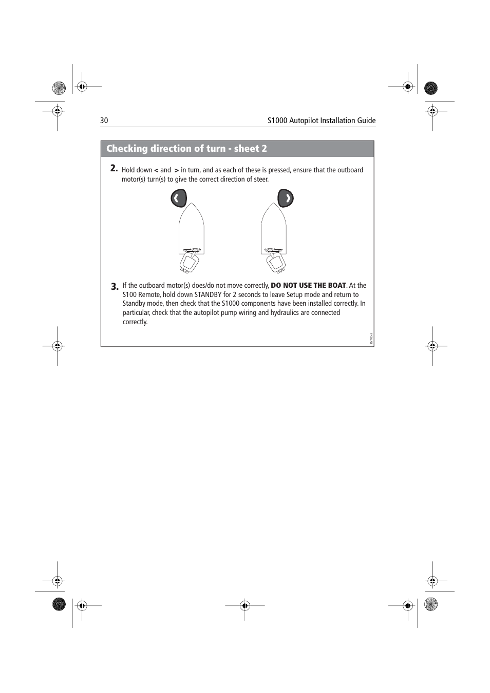 Checking direction of turn - sheet 2 | Raymarine S1000 User Manual | Page 32 / 36