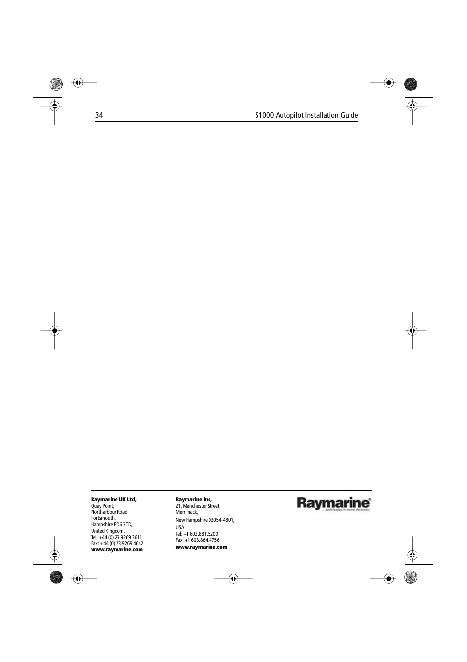 Raymarine S1000 User Manual | Page 36 / 36