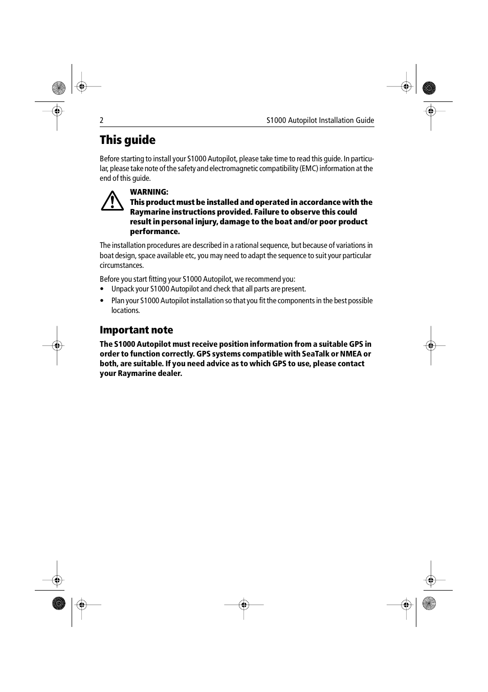 This guide | Raymarine S1000 User Manual | Page 4 / 36