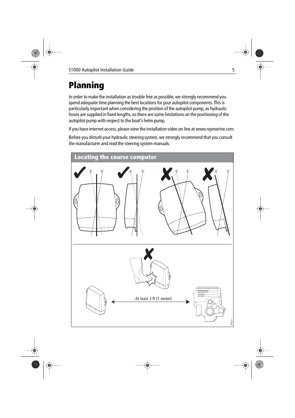 Planning, Locating the course computer | Raymarine S1000 User Manual | Page 7 / 36