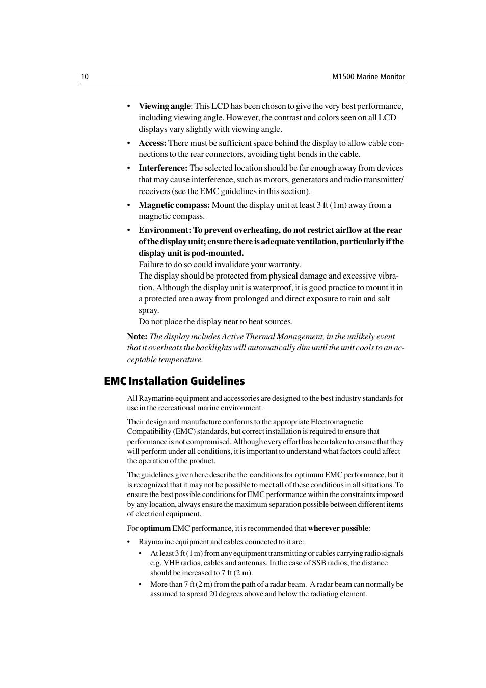 Emc installation guidelines | Raymarine M1500 User Manual | Page 18 / 30