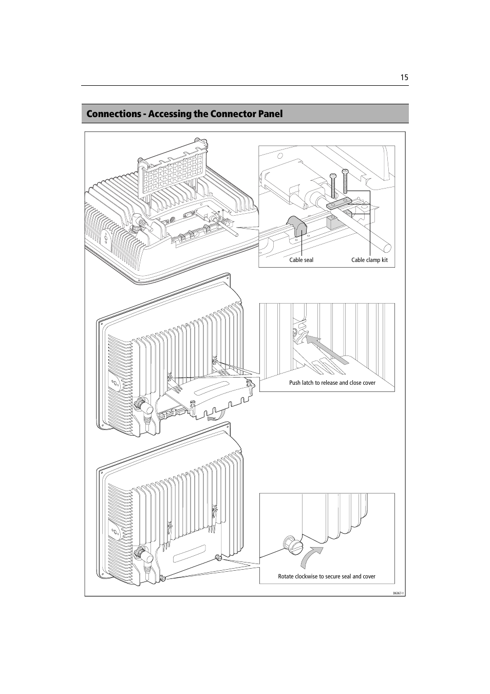 Connections - accessing the connector panel | Raymarine M1500 User Manual | Page 23 / 30