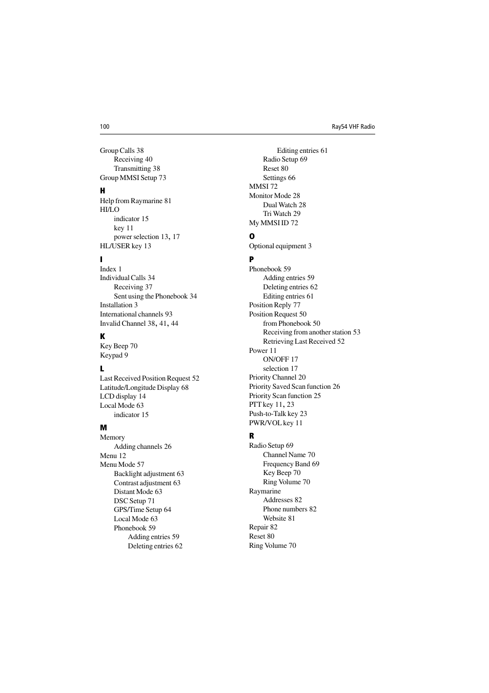 Raymarine Ray54 User Manual | Page 110 / 112