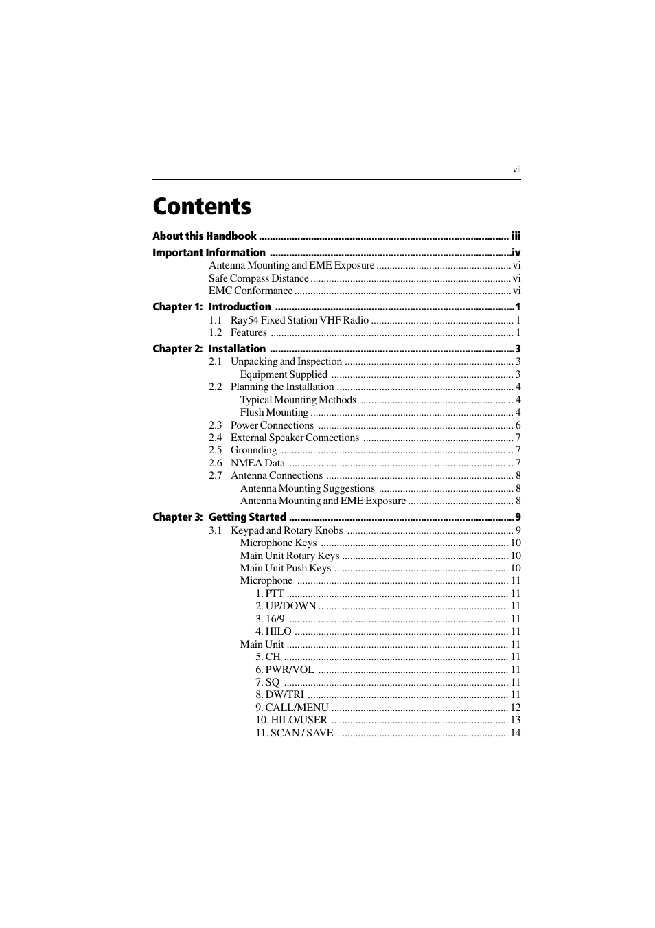 Raymarine Ray54 User Manual | Page 7 / 112