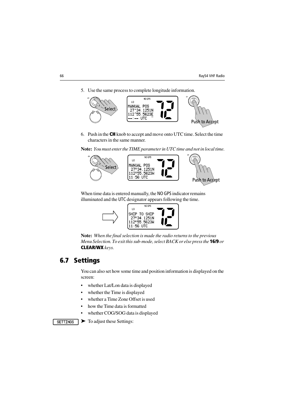 7 settings, To adjust these settings | Raymarine Ray54 User Manual | Page 76 / 112