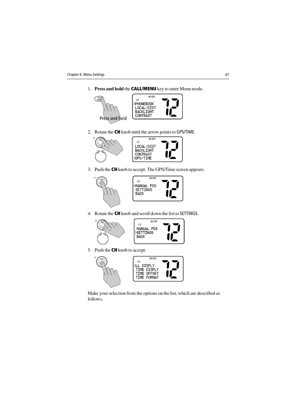 Push the ch knob to accept | Raymarine Ray54 User Manual | Page 77 / 112
