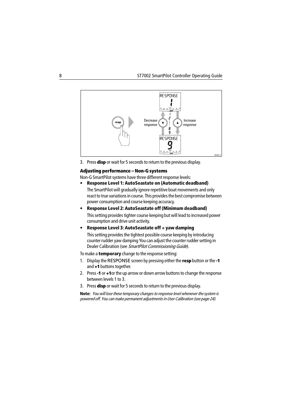 Adjusting performance - non-g systems | Raymarine ST7002 User Manual | Page 18 / 52